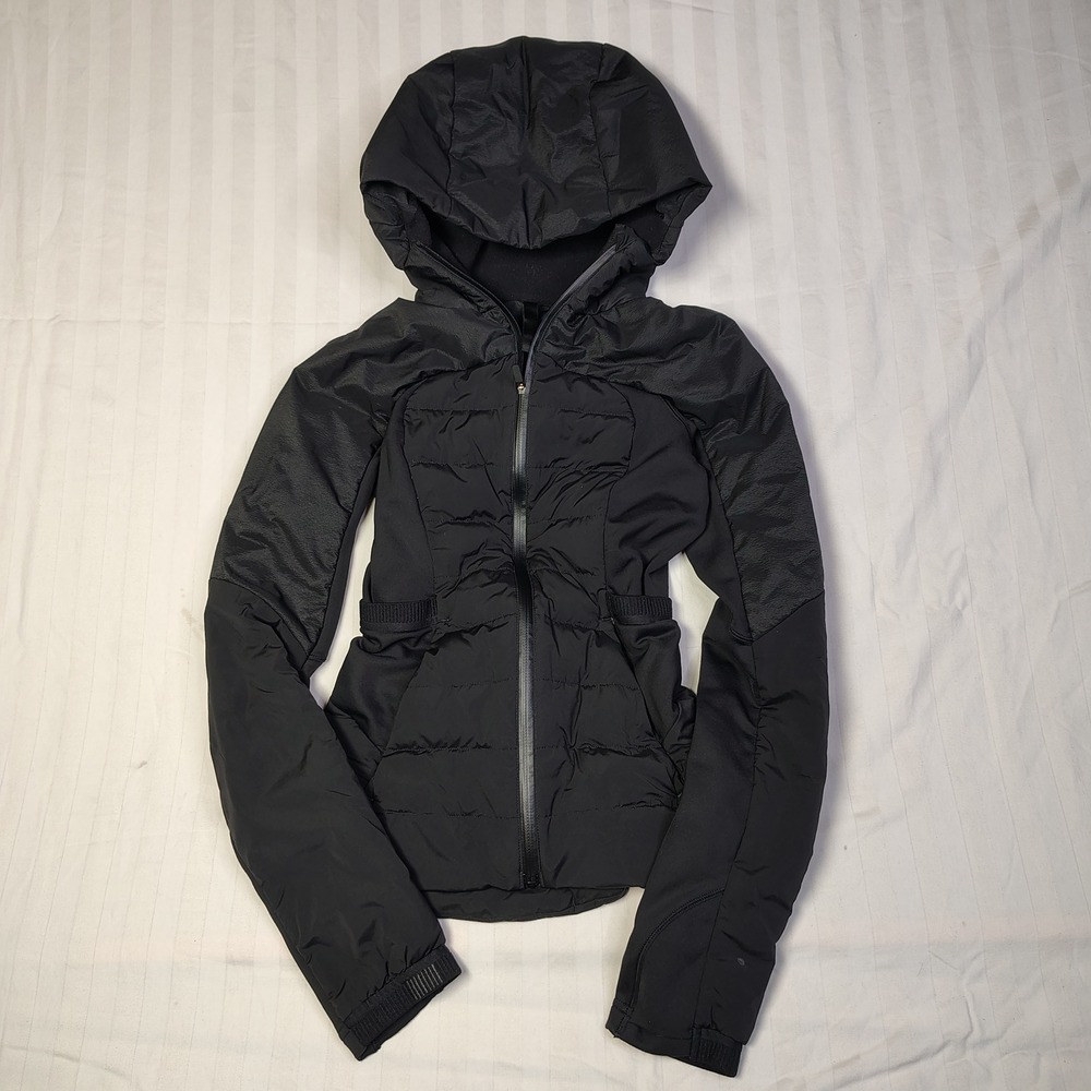 lululemon athletica Black Hooded Quilted Puffer Jacket